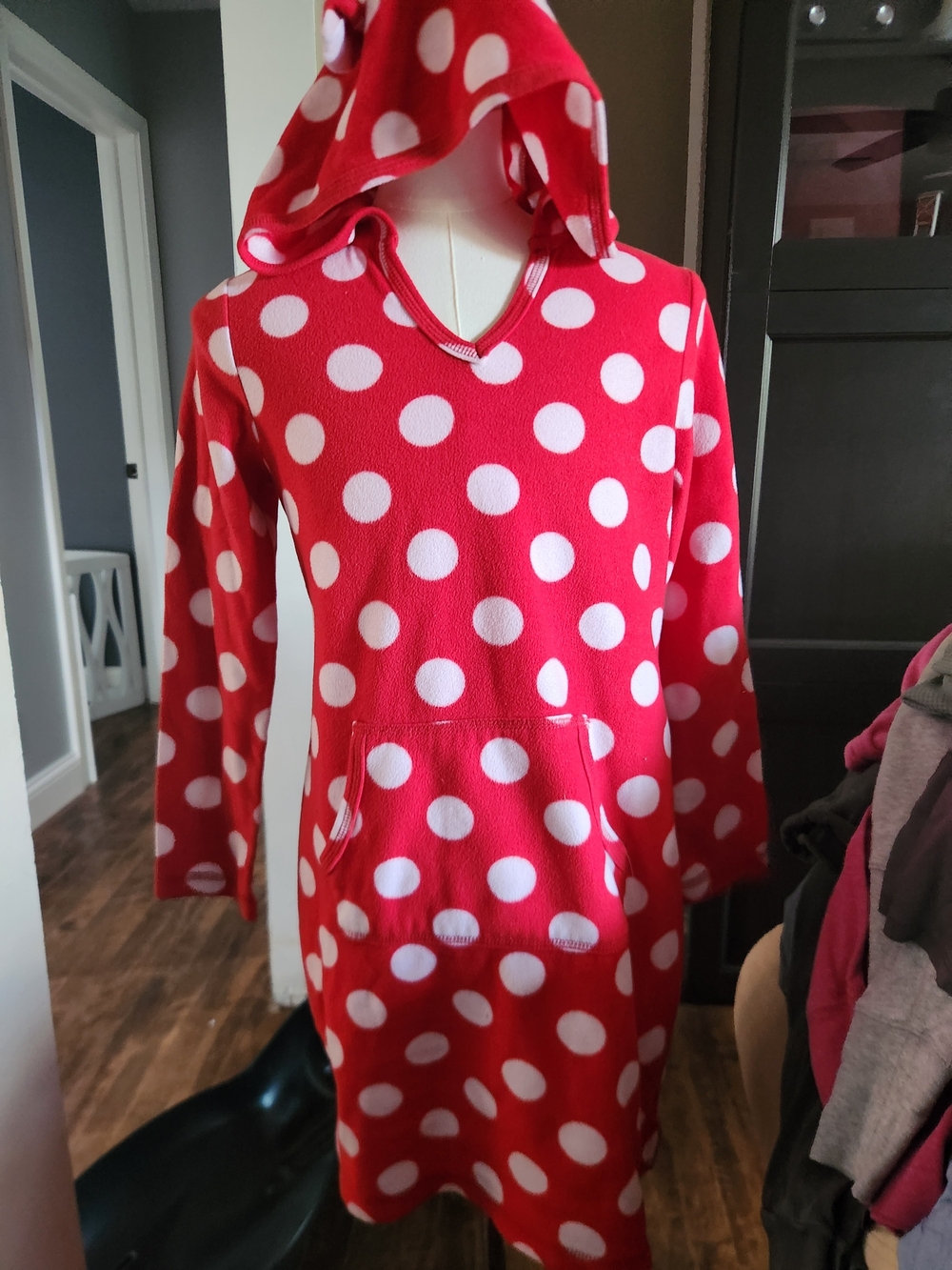 Justice Red and White Polka Dot Hooded Nightgown
